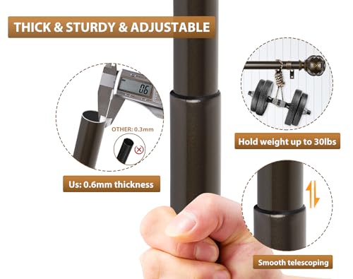 KAMANINA Double Curtain Rods for Windows 72 to 144 Inch, Adjustable,