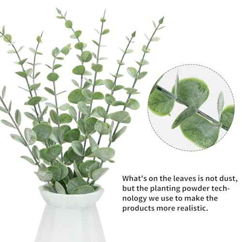 CEWOR 8pcs Eucalyptus Stems Decor 14.1 Inch Artificial Eucalyptus Leaves Fake Greenery Branches for Wedding Centerpiece Flower Floral Arrangement Farmhouse Home Decoration