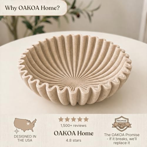 Beige Resin Large Decorative Bowl for Entryway & Home Decor - 10 Inch Key Catchall