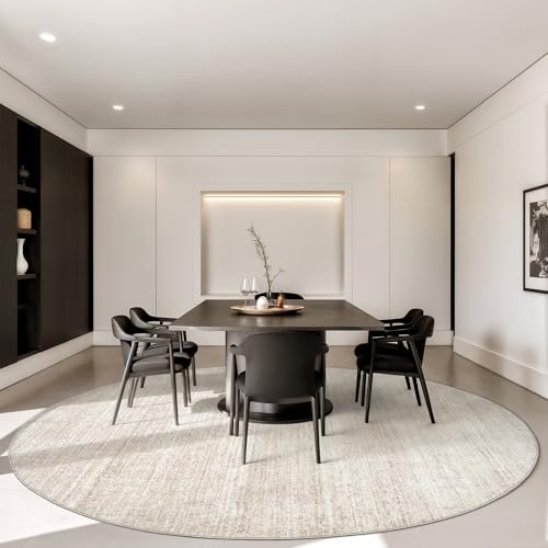 Valenrug 6ft Beige Round Washable Area Rug for Living Room - Lightweight & Non-Slip