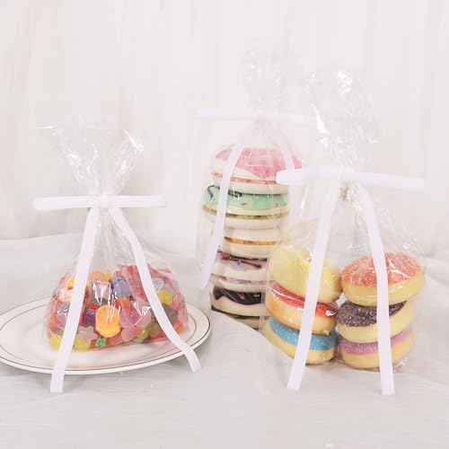 TONIFUL 36 Pack White Velvet Bows for Christmas Tree Decor, 5x7 Inch Bows for Gift Wrapping, Treat Bags, Wreaths, Crafts, Cards, Bouquet,Cakes Decor Valentine Christmas Party Supplies(3/8" Width