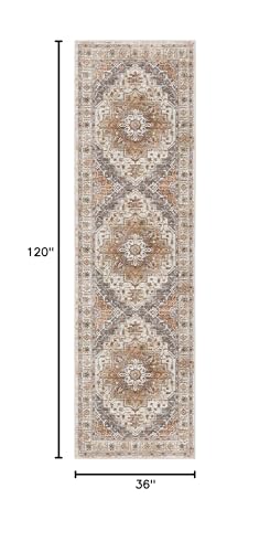 Madane 3x10 Washable Hallway Runner Rug - Turmeric & Grey Non-Slip Low-Pile