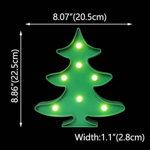 Christmas Tree Decorations Marquee Sign, Green Tree Night Lights Table & Wall Lamp Marquee Lights for Bedroom, Kids' Room, Nursery Room, Home Decorations - Xmas Tree
