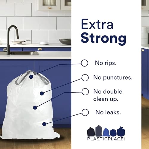 White Custom Fit Trash Bags for 12 Gallon Code M Cans - Tear-Resistant 200 Pack