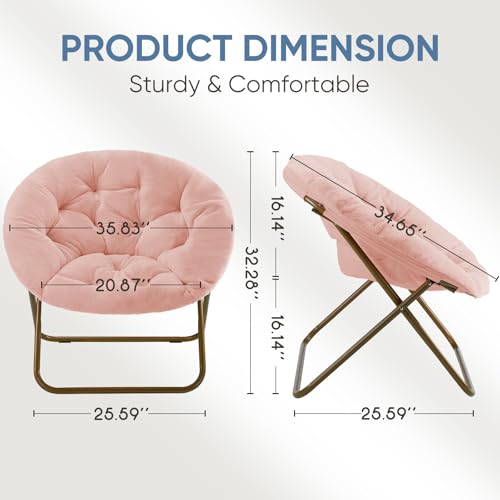 DUMOS Faux Fur Saucer Chair - 36 Inch Round Lounge Chair for Living Room, Soft Plush