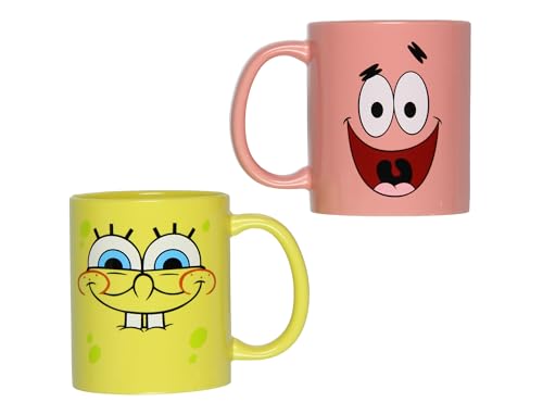 SpongeBob & Patrick 11oz Ceramic Mug Set - Nickelodeon Cartoon Coffee Cups