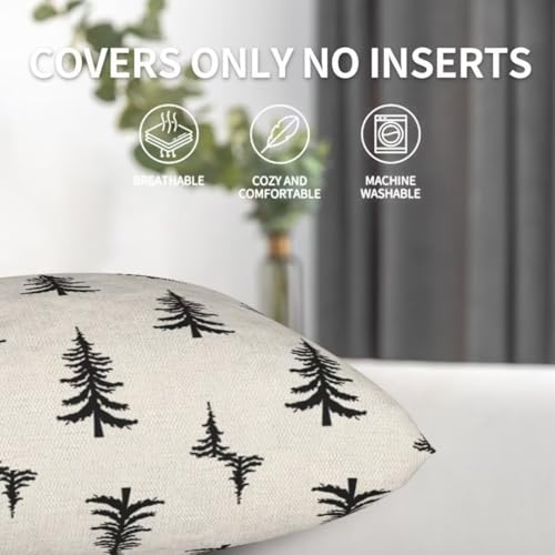 Sunshineyan Black Christmas Pillow Covers 22 x 22 Inch Set of 2 - Durable Linen Throw Cushion Cases