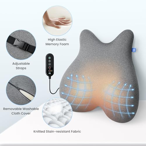 CILI Heated Lumbar Support Pillow for Office Chair, Ergonomic Back