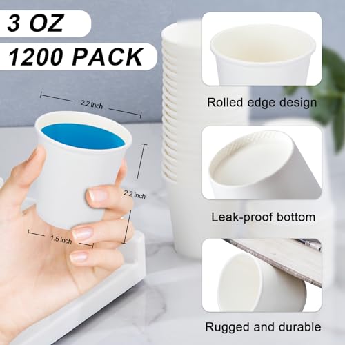 SIUQ 1200 Pack 3 oz Disposable Paper Cups - Small Mouthwash & Drink Cups