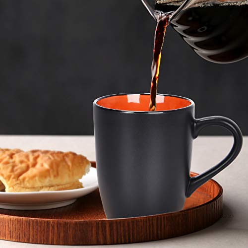 Lifecapido 6-Pack 16oz Black Ceramic Mugs – 16 oz Each, Set with Black Exterior, Inner Color Variation Included