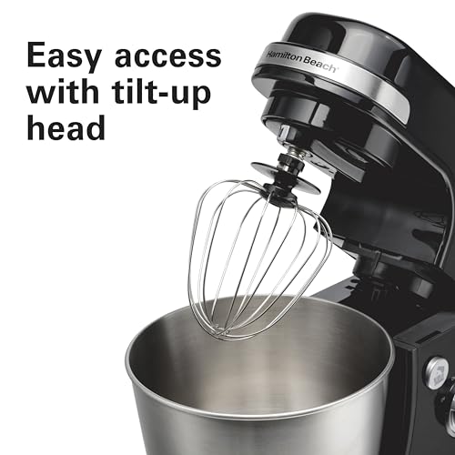 Hamilton Beach 4 Quart Electric Stand Mixer with 7 Speeds, Whisk & Splash Guard - Black