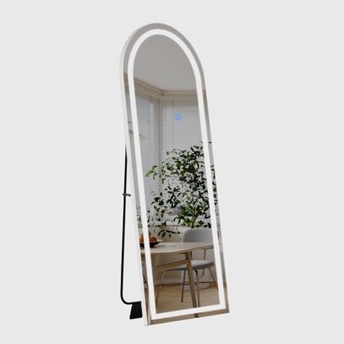 Koonmi Full Length Mirror with LED Lights, 56x20 Inches, Arched Standing Design