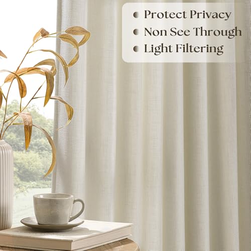 Linen / 100W x 90L Extra Wide Pleated Curtain Panel - Rustic Linen Look