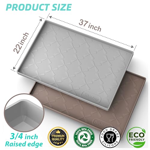SIKADEER Gray Waterproof Under Sink Mat 37x22 Inches Silicone Cabinet Protector