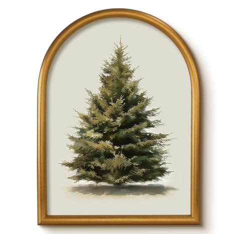 ARPEOTCY Vintage Christmas Wall Art with Green Pine Tree Frame 16x12in