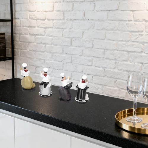 Chef Figurine Set - Rustic Kitchen Decor Statue Gift for Cabinet & Counter