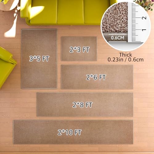 AREDO Brown 6' x 2' Non-Slip Runner Rug - Washable Low Pile Floor Carpet