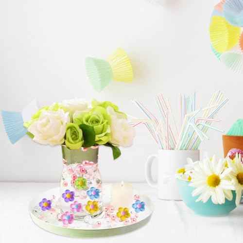 125Pcs Flower Vase Filler Artificial Floral Pearl for Floating Candle Faux Pastel Plastic Beads for DIY Fall Displays Vases Filler Wedding Centerpiece Christmas Decorations (Pastel)