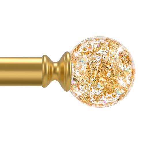 Gold Adjustable Crystal Curtain Rods 1 Inch Heavy Duty 66-120 Inches - TVWOO