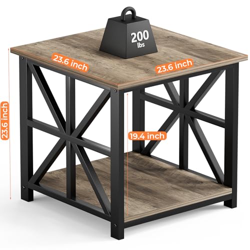 GreenForest Large End Table with X-Shaped Metal Frame for Living Room