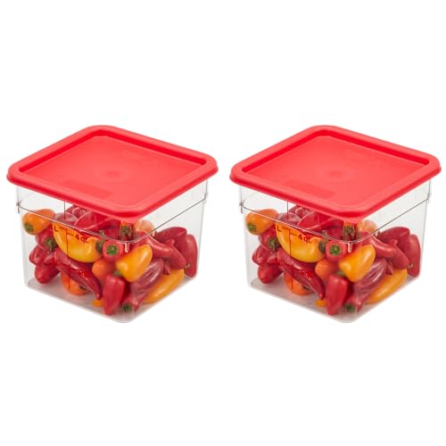 6 Qt Food Storage Containers with Red Lids - Pack of 2, Classic Series, Commercial Grade