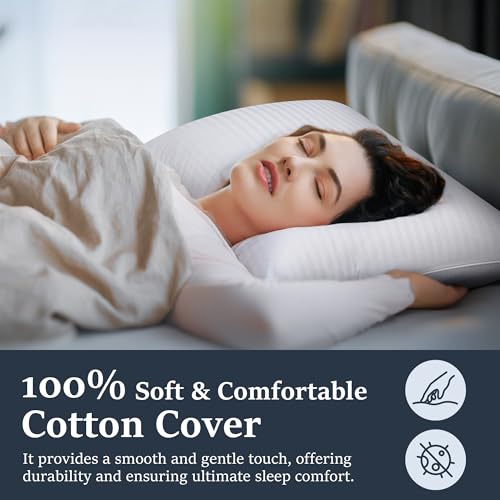 Queen Size Goose Down Feather Pillow Set of 2 - Medium Firm Support