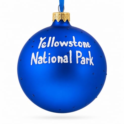 BestPysanky Yellowstone National Park Glass Christmas Ornament 4 Inch