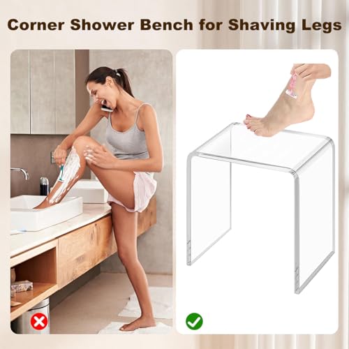 ZVOBUEI Clear Acrylic Shower Chair - Heavy Duty 700lbs Standard Stool (11"D x 16"W x 16"H)