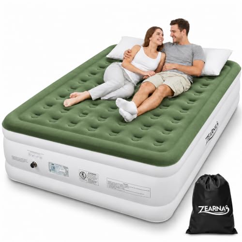 King Size Air Mattress with Built-in Pump - 18 Inch Raised Blow Up Bed for Guests & Home - Upgraded Flocked Top - Carrying Bag Included