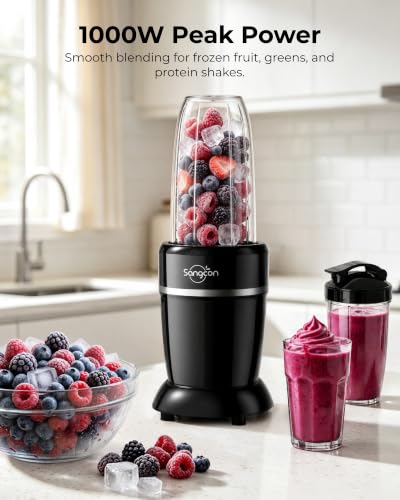 Sangcon 1000W Personal Blender with 3 BPA-Free Cups - Black