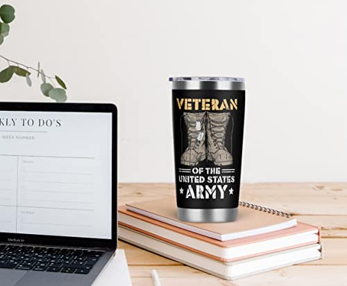 Cosictic Veteran's Day Gift for Men - 20oz Black Travel Tumbler for Veterans
