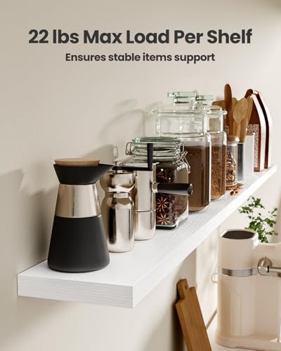 Amada 35.4 Inch White Floating Wall Shelves Set of 3 for Decor & Storage
