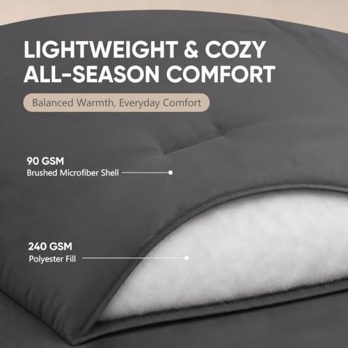 HIMEET Queen Comforter Set Dark Grey 7-Piece Bed in a Bag - Soft & OEKO-TEX Certified