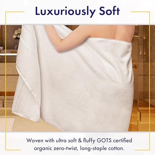 White Organic Cotton Bath Towel Set - 6 Pieces Ultra Soft & Plush, 700GSM
