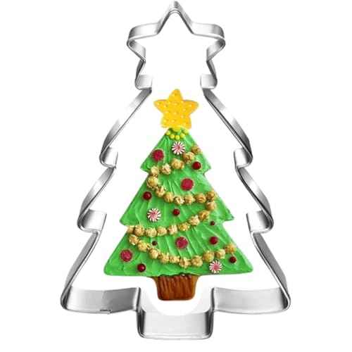 Christmas Tree Cookie Cutter with Star-4.7 Inch-Diswasher Safe-Holiday Cookie Cutters Fondant Biscui Cutters