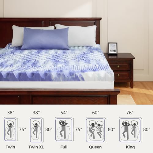 Queen Cooling Gel Memory Foam Mattress Topper - 3 Inch 7-Zone Support