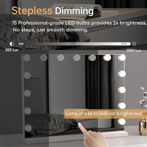 Hollywood Vanity Mirror with Lights, 23"x18" Lighted Makeup 10x