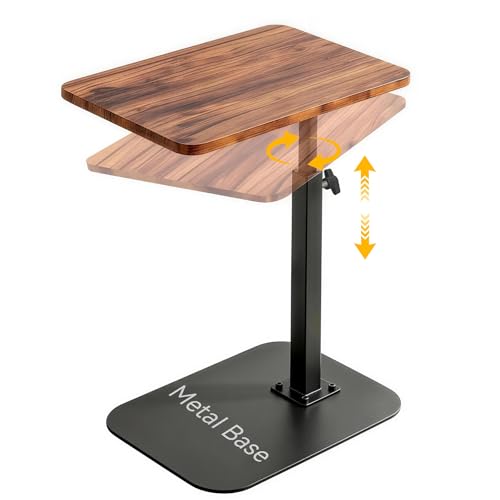 Adjustable C-Shaped Side Table with Steel Base for Couch Bed or Desk