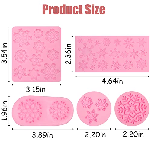 Christmas Snowflake Silicone Mold 5-Piece Set for Cake Decoration & Crafts