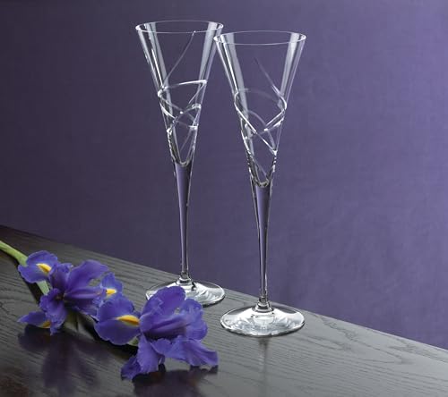 Lenox Adorn Crystal Champagne Flutes Set of 2 - 7oz Toasting Flutes, Elegant Crystal Glassware