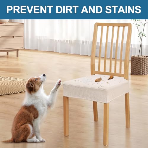 Smiry Waterproof Dining Chair Seat Covers Set of 6 - Beige