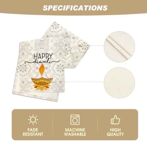 Artoid Mode Happy Diwali Table Runner, Festival of Light Marigold Holiday Kitchen Dining Table Decoration for Indoor Outdoor Home Party Decor 13x90 Inch