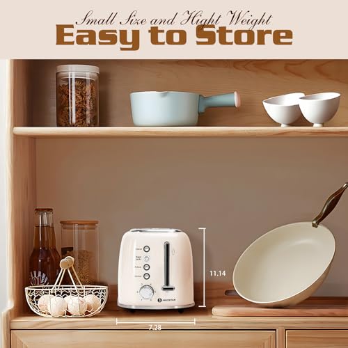Aigostar 2-Slice Retro Toaster Cream White | Wide Slot Bread Toaster