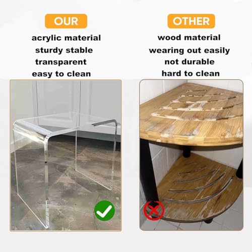 ZVOBUEI Clear Acrylic Shower Chair - Heavy Duty 700lbs Standard Stool (11"D x 16"W x 16"H)