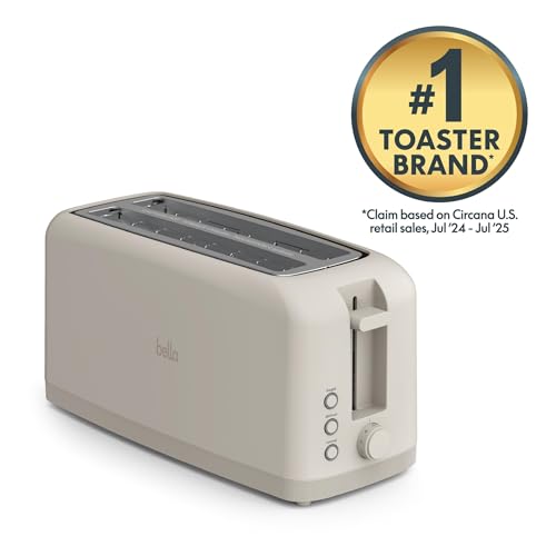 bella Fits-Anywhere™ 4-Slice Slim Toaster - Extra Long Wide Slots - Oatmilk Variation