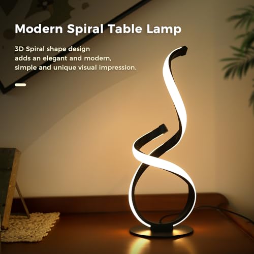 2 Pack Modern Table Lamps for Nightstand, LED Spiral Touch Light