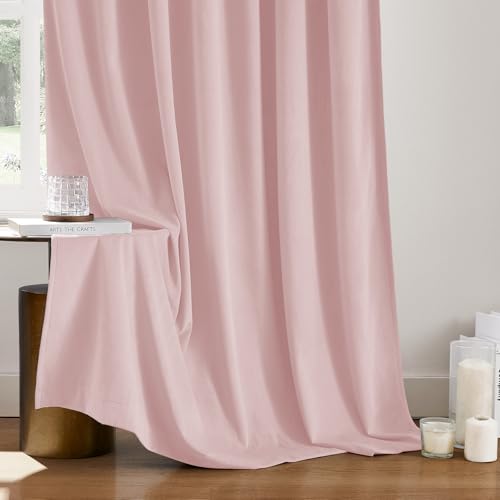 Pink Velvet Blackout Curtains - 2 Panels, 52"W x 84"L, Room Darkening