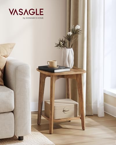 VASAGLE Side Table, 2-Tier Small Square End Nightstand