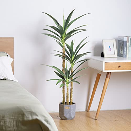 4ft 8in Faux Agave Tree with 3 Heads - Realistic Artificial Indoor & Outdoor Plant
