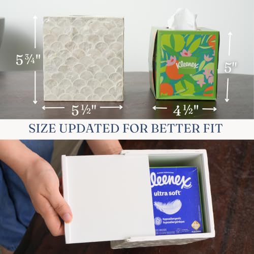 Square Capiz Shell Tissue Box Cover - Coastal Decorative Holder